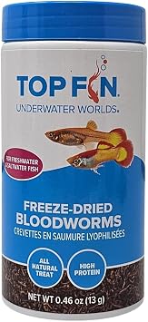 Top Fin Freeze Dried Bloodworms Natural Treat for Freshwater and Saltwater Fish, 0.46 Ounces