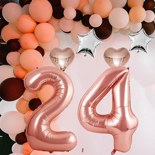 Miniatura 7 de Globos de oro rosa de 40 pulgadas con el número 12 | Globos de papel de aluminio Nmuber grandes de 12 cumpleaños para niño y niña | Globo gigante