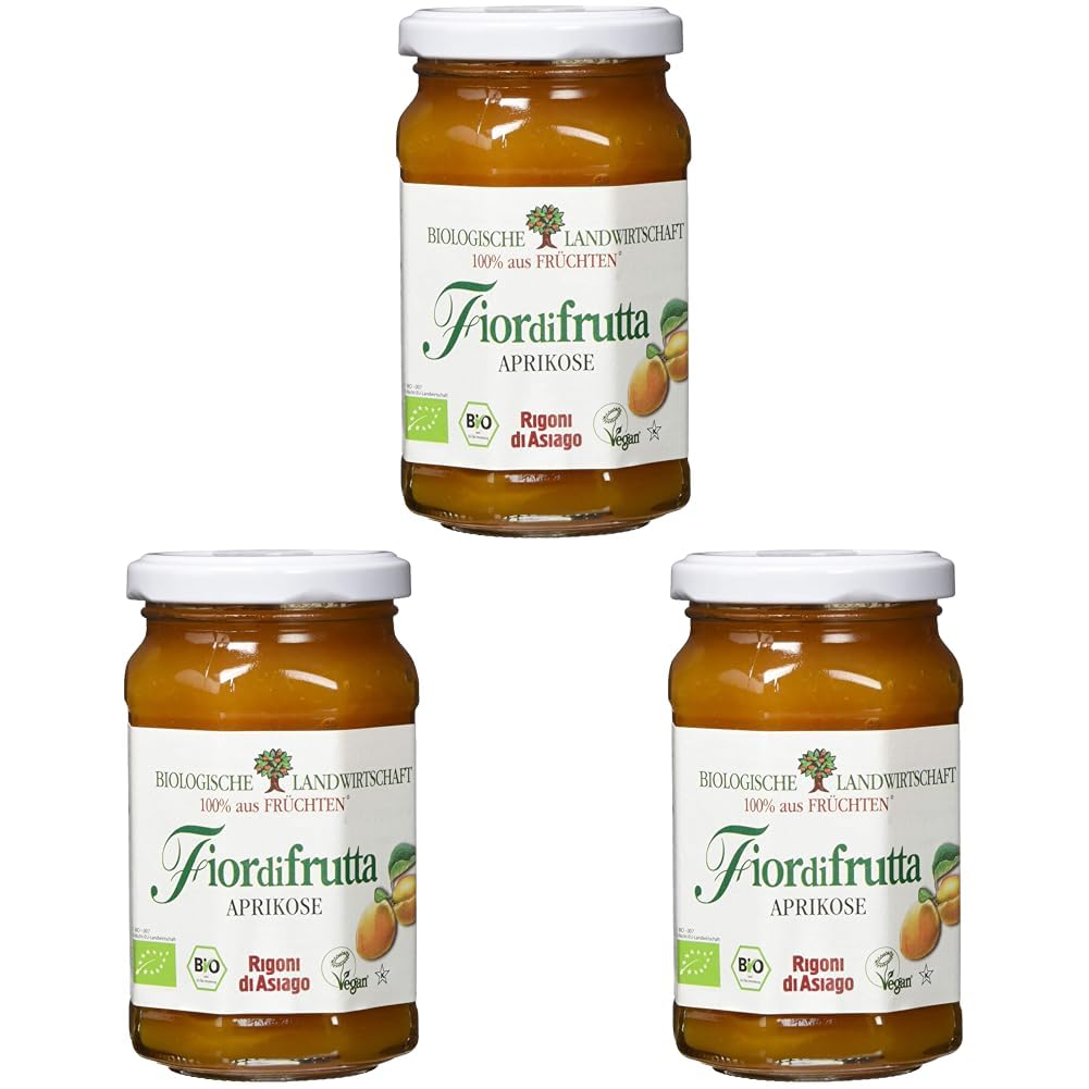 Rigoni di Asiago Fiordifrutta - Fruchtaufstrich - Aprikose Bio, 250 g (Packung mit 3)