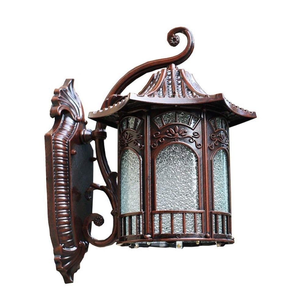 HPTHLY Wall Mounted Light American Rural Outdoor Wall Light Continental Victoria Antique Glass Lantern Wall Lamp Vintage Industry Brass Aluminum Waterproof A