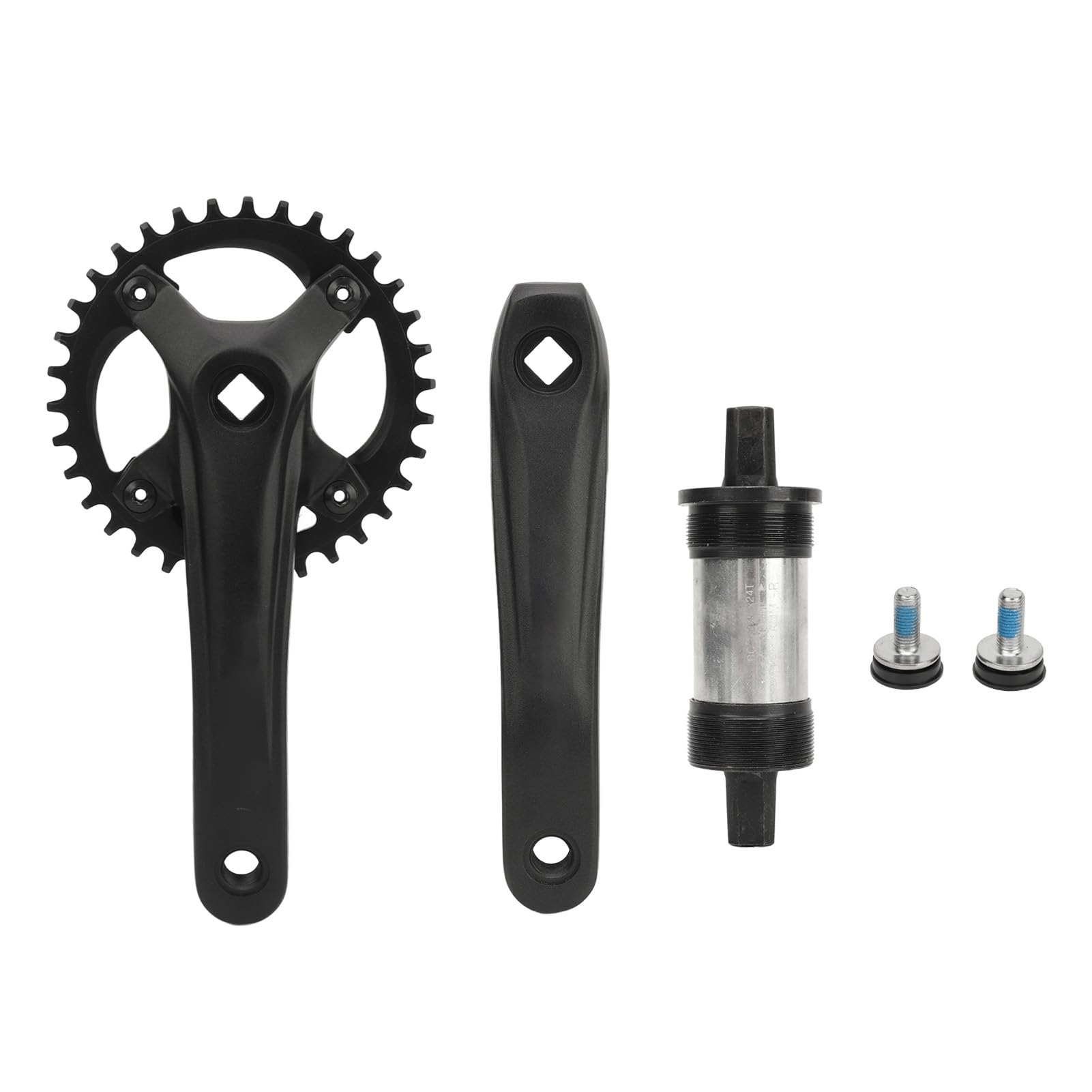 Bewinner Mechanizm Korbowy do Roweru Górskiego ze Stopu Aluminium 34T 104BCD Mechanizm Korbowy z Kwadratowym Otworem, Dodatni łańcuch Ujemny Pojedyncza Tarcza 7-12 Części do Konwersji Prędkości
