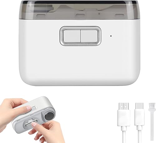 Cortaúñas eléctrico, cortaúñas y pulidor automático 2 en 1, cortador de uñas eléctrico portátil con almacenamiento de restos de uñas, luz LED, carga
