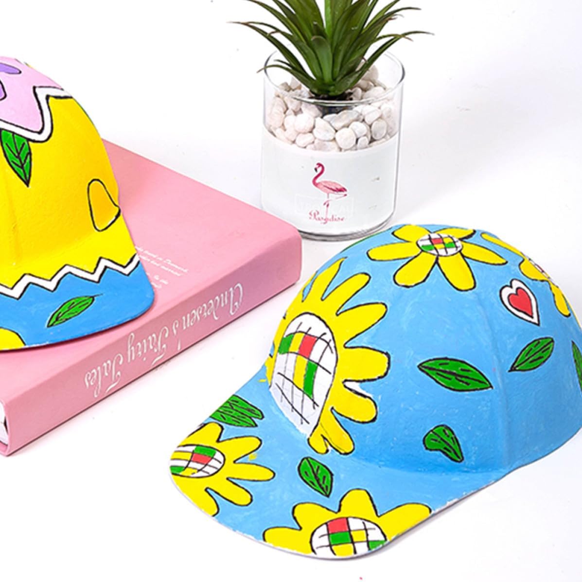 2pcs DIY White Paper Baseball Caps, Hand-painted and Easy to Paint, Lightweight Sun Hats for Creative Outdoor Play and Artistic Fun