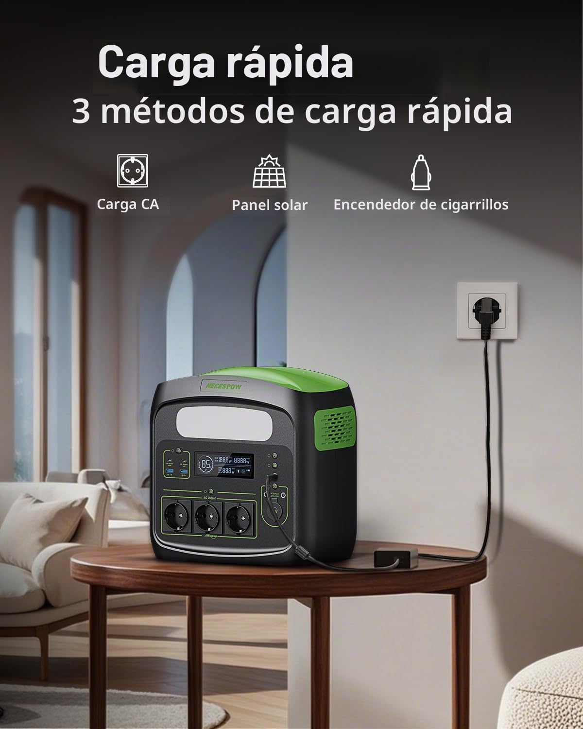 Estación de Energía, Suministro de Batería LiFePo4 de 700W (pico 1400W), Generador Solar 483.84Wh/180000mAh AC 230V, Onda Sinusoidal Pura, Entrada/salida PD100W Al Aire ibre CPAP RV
