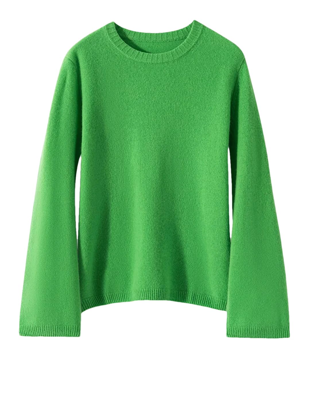 Fnfmrfmr Damski sweter z okrągłym dekoltem rozkloszowane rękawy oversize lekki luźny miękki sweter z dzianiny jesienny sweter