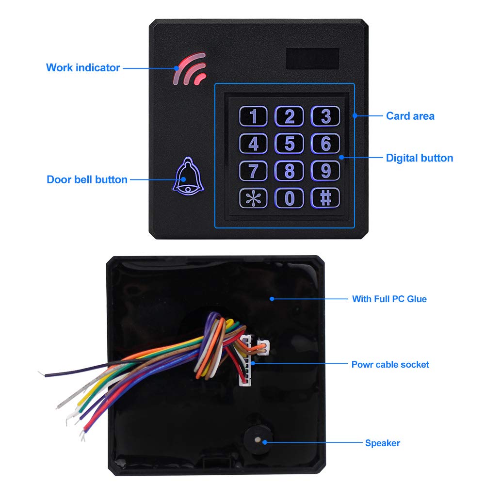 HFeng Tastiera di controllo accessi RFID impermeabile IP68 Wiegand 26 Sistema di controllo accessi per porte esterno 125KHz con tag portachiavi EM4100 da 10 pezzi