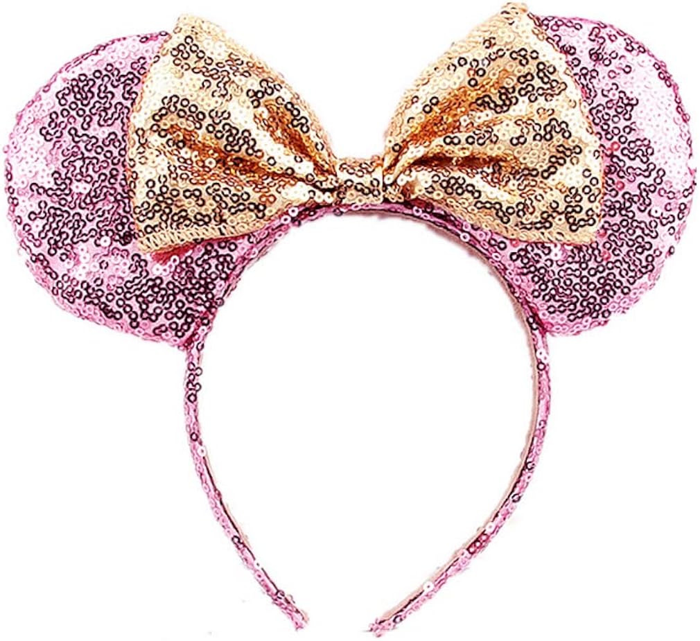 OBUY Mouse Ears Bow Headbands Glitter Princess Party Decoration Adult Mouse Ears,Sparkly Mouse Ears