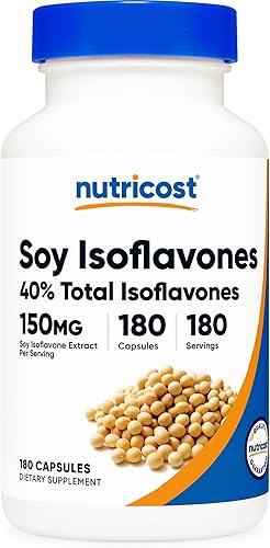 Nutricost Isoflavonas de soja 150 mg, 180 cápsulas vegetarianas - Sin gluten, sin OMG, apto para vegetarianos