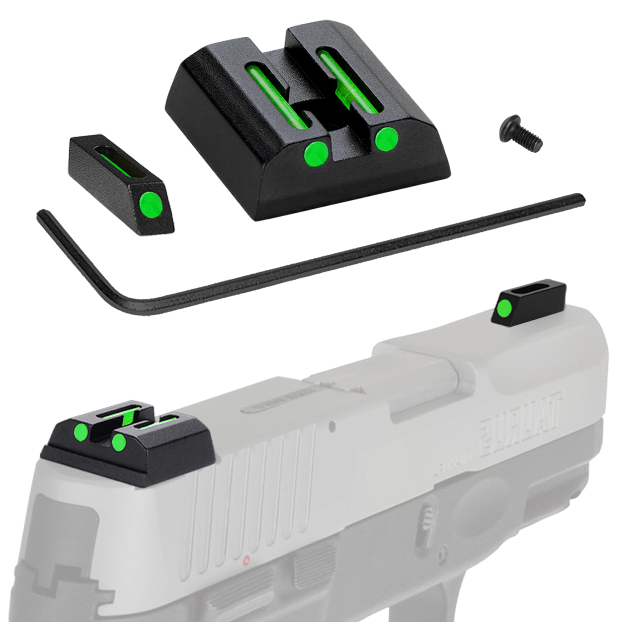 No-Tritium Fiber Optic Sights for Taurus G2C,G2S,G3 w/o,PT111 G2,PT140 G2,740,709,TX22 Taurus G2S Sights Red Green Dot Sights for Handguns Pistols with Assembly Tools