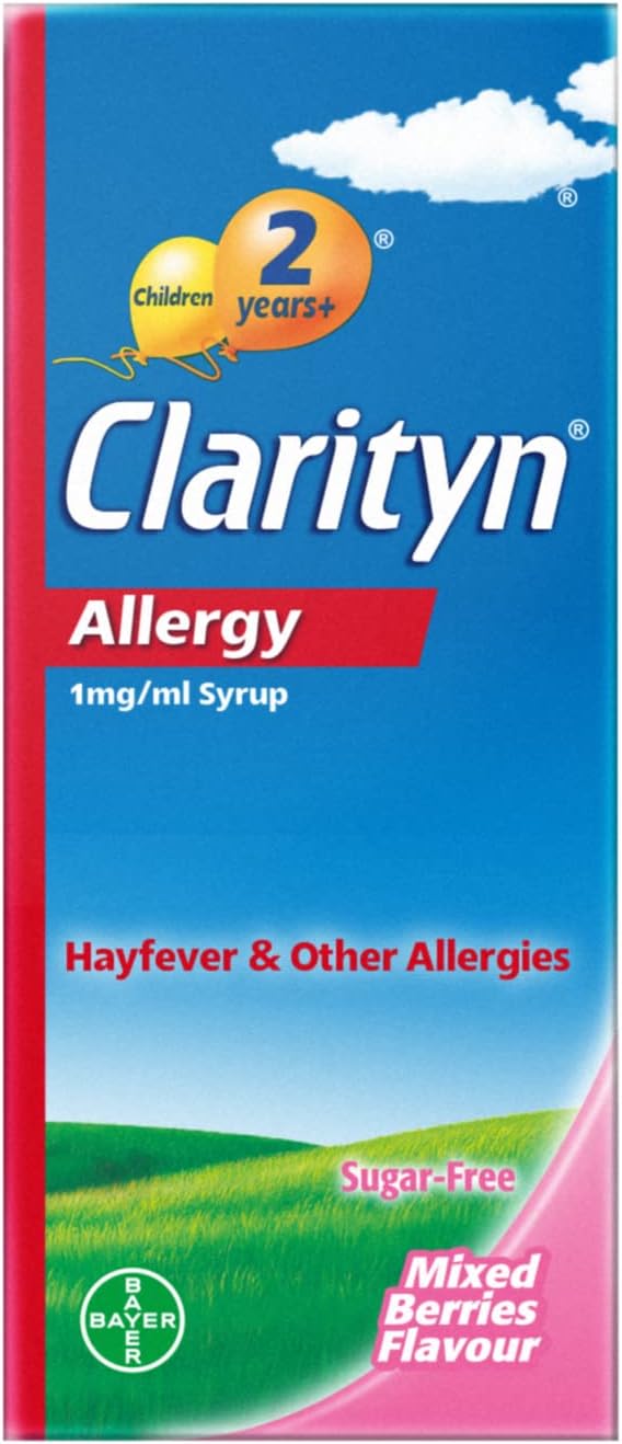 Clarityn Allergy 1mg/ml Syrup, Loratadine, 24 Hour Allergy Relief, Sugar Free, Lactose Free Mixed Berries Flavour, 60ml