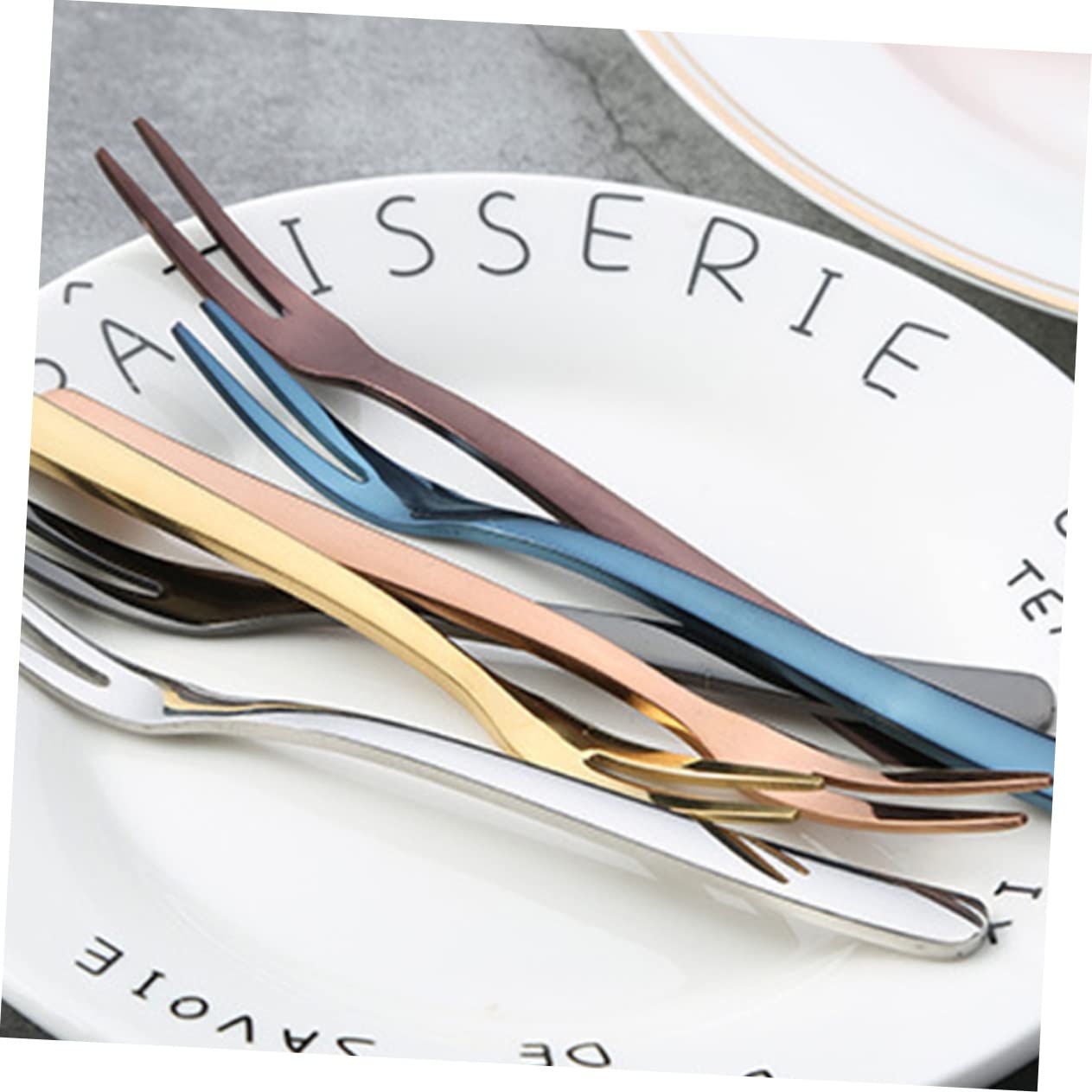 Alipis 18 Pollici forchette per dolci alla moda forchette da torta in acciaio inossidabile colorato frutta in acciaio inossidabile Set di frutta alla moda