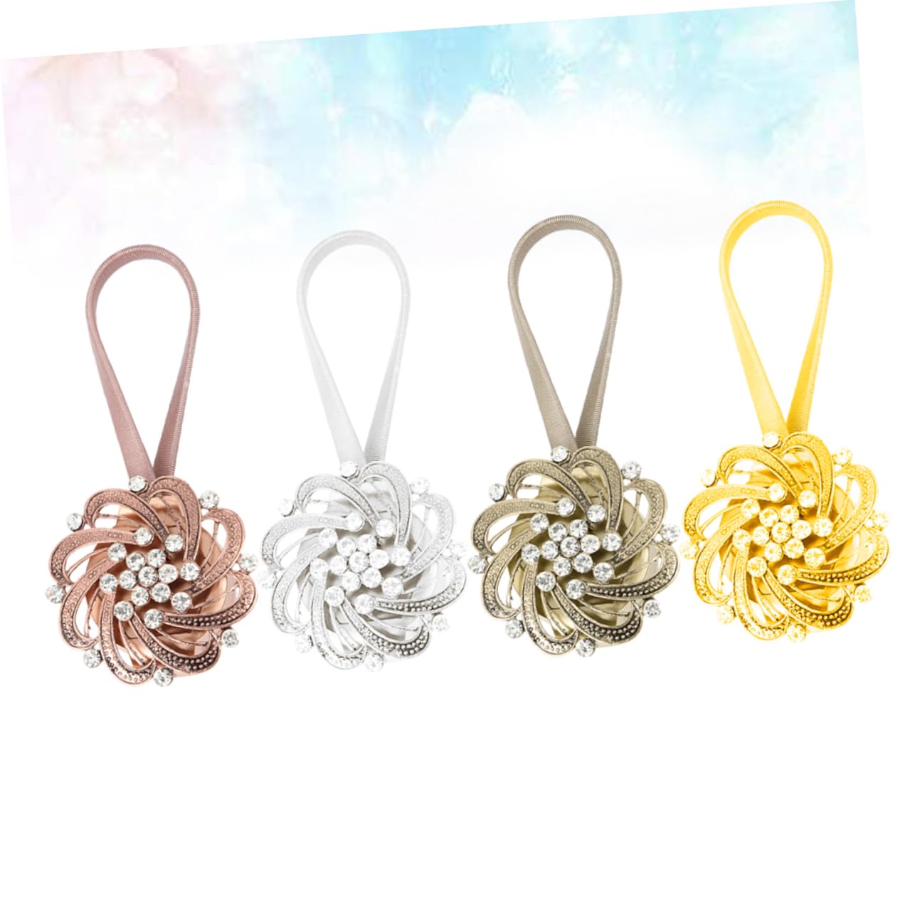 Amosfun 4 Embrasses Magnétiques pour Rideaux en Alliage, Fermoir en Strass, sans Perçage, pour Salon et Studio