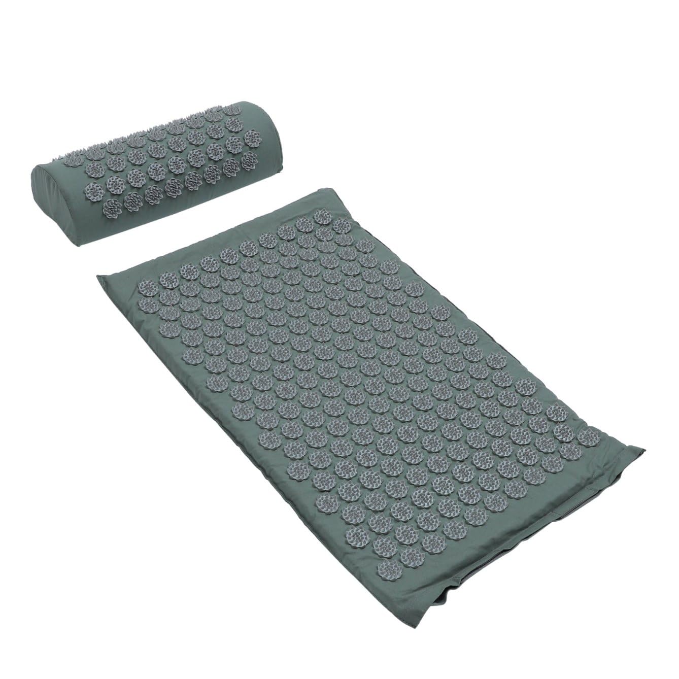 Kit 2 Pièces de Tapis de Massage et Coussin D'acupression Cervicale Confortable en Coton avec Paquet de Rangement Lavable pour Relaxation du Dos