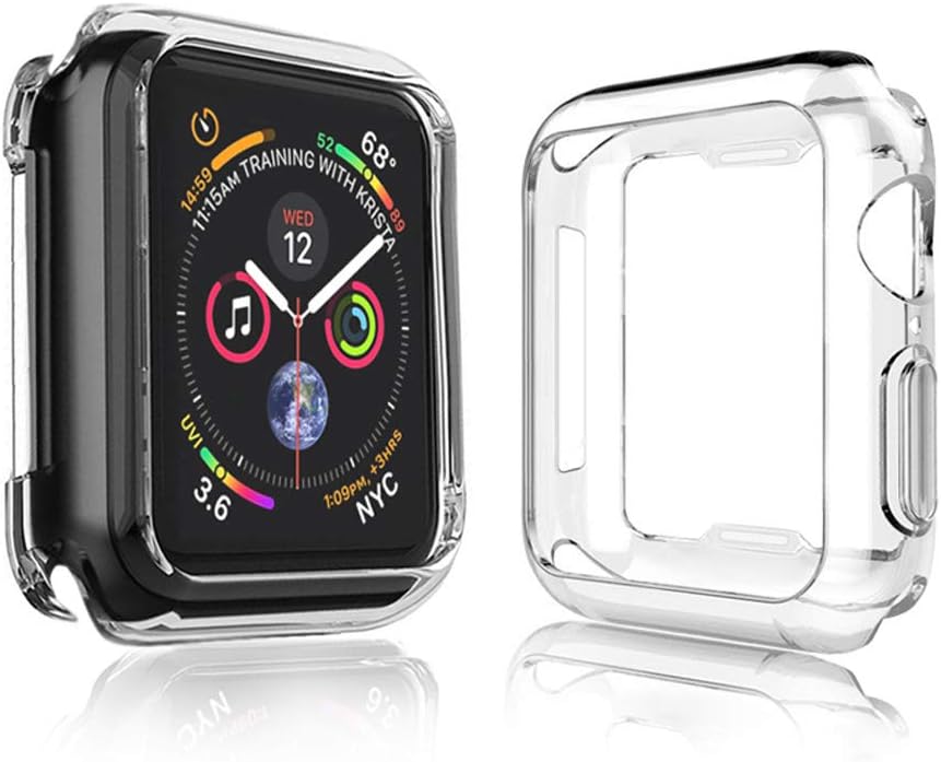 Dalinch Compatible with iwatch Series 3 Screen Protector 42mm,[2Pack] Soft Hollow Design Frame Protective Sweatproof TPU Bumper Case Cover for iwatch Series 3 2 1 42mm(Clear)