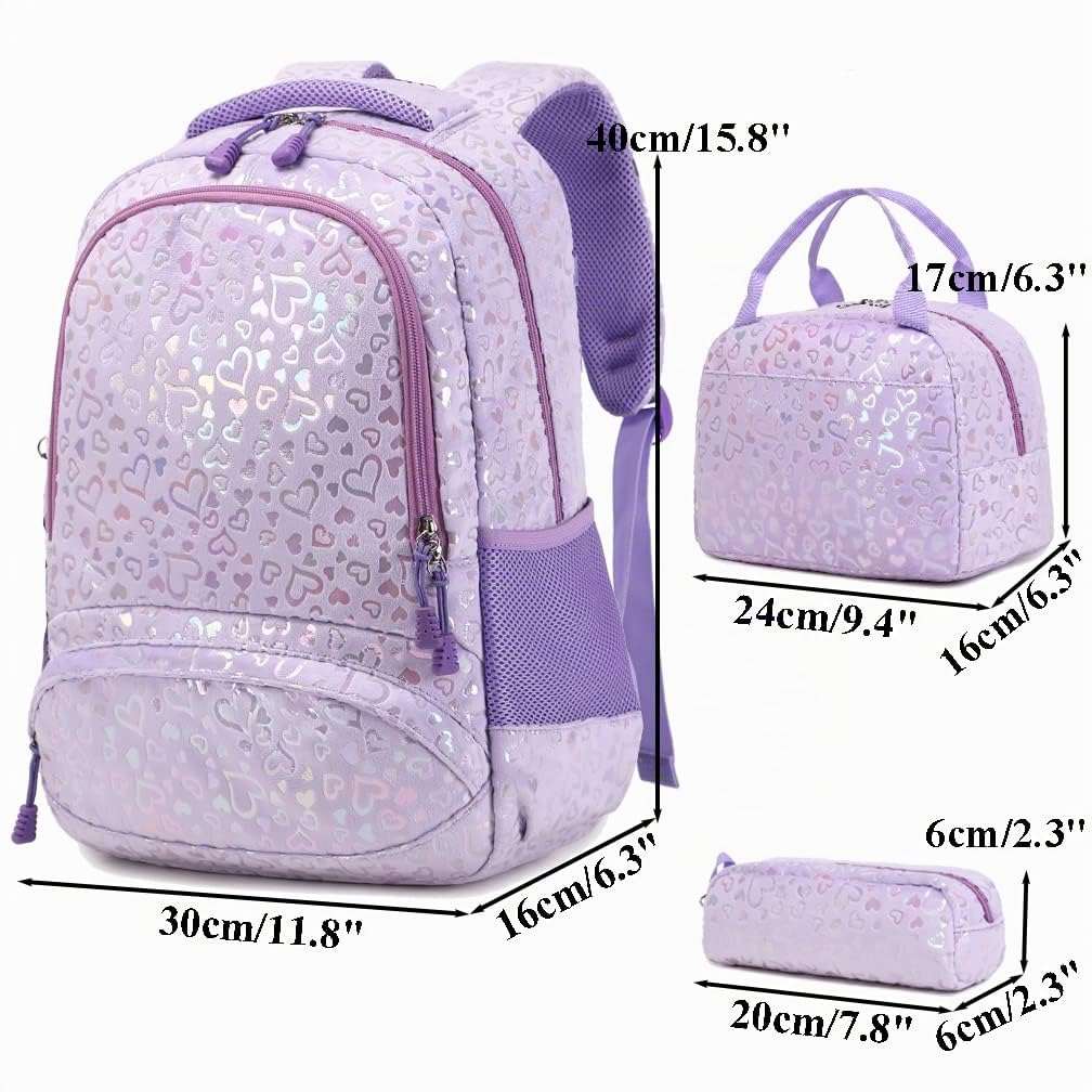 Kimwadalh Schulrucksack Mädchen Plüsch Rucksack Lieblich Kinderrucksack Schulranzen für Mädchen Leichtgewicht Schultasche Set mit Lunchpaket Tasche und Mäppchen,passend 15 Zoll Laotop
