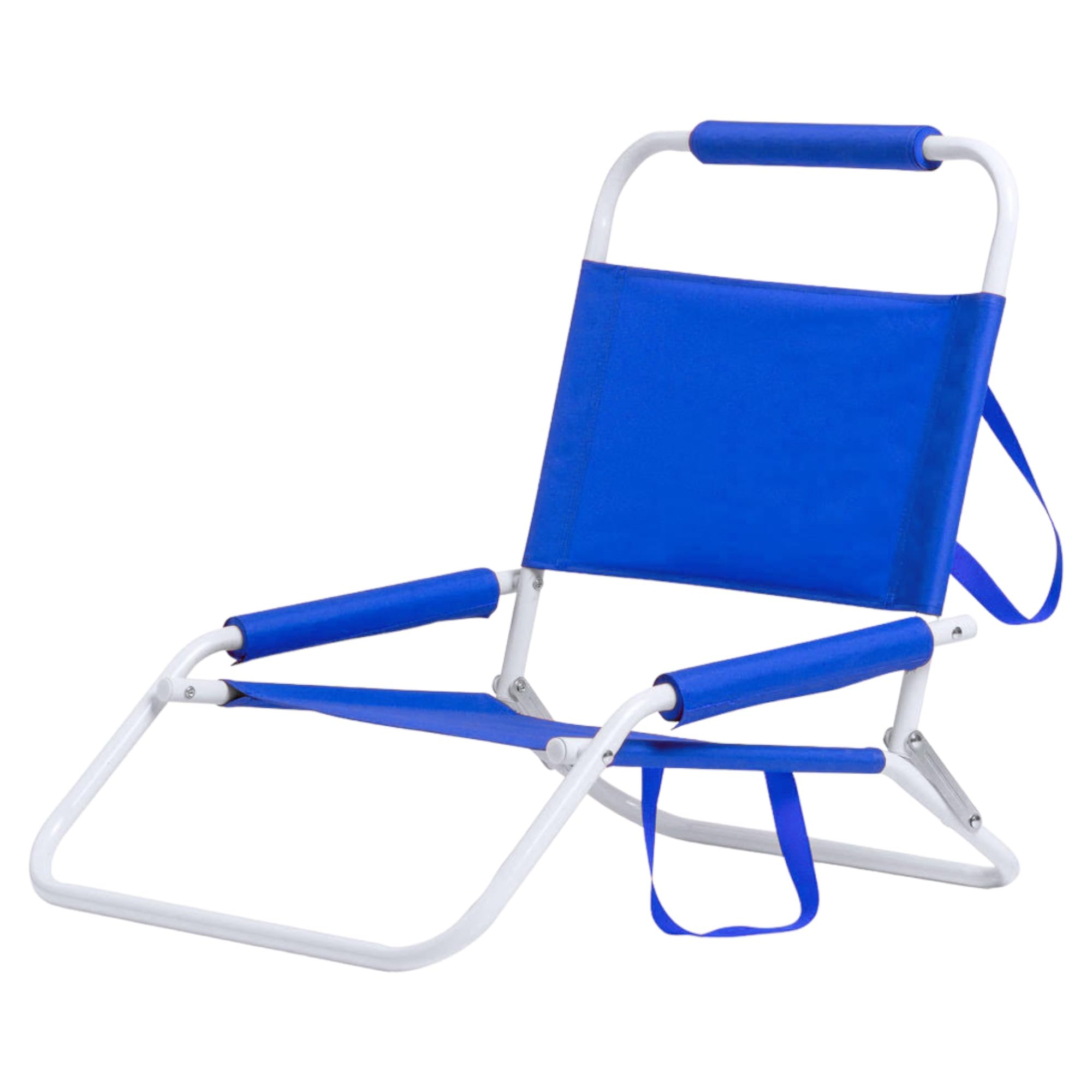 TIENDA EURASIA - Silla de Playa Plegable | Sillas de Playa | Ligera y Resistente | Estructura Metálica | Asas de Transporte | Reposabrazos y Reposacabezas Acolchado | 48 x 63 x 52 cm | (Azul)