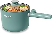Vista 8 de TopWit Olla Caliente Eléctrica, 1.5L Olla de Ramen, Sartén Eléctrica Portátil Antiadherente, Olla Eléctrica para Pasta, Bistec, Libre de BPA, Olla