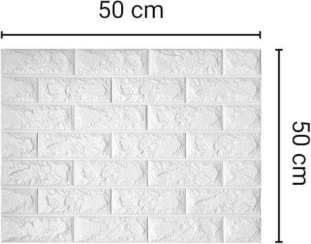 UKAB DEKOR Kendinden Yapışkanlı Tuğla Desenli Beyaz Duvar Paneli Pratik Dekoratif mutfak 50x50cm 0,25 m² Beyaz 50 x 50