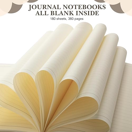 Miniatura 10 de SATINIOR Paquete de 5 cuadernos A4 grandes de 360 páginas de tapa dura de cuero de tapa dura, cuaderno con forro de papel grueso para oficina,