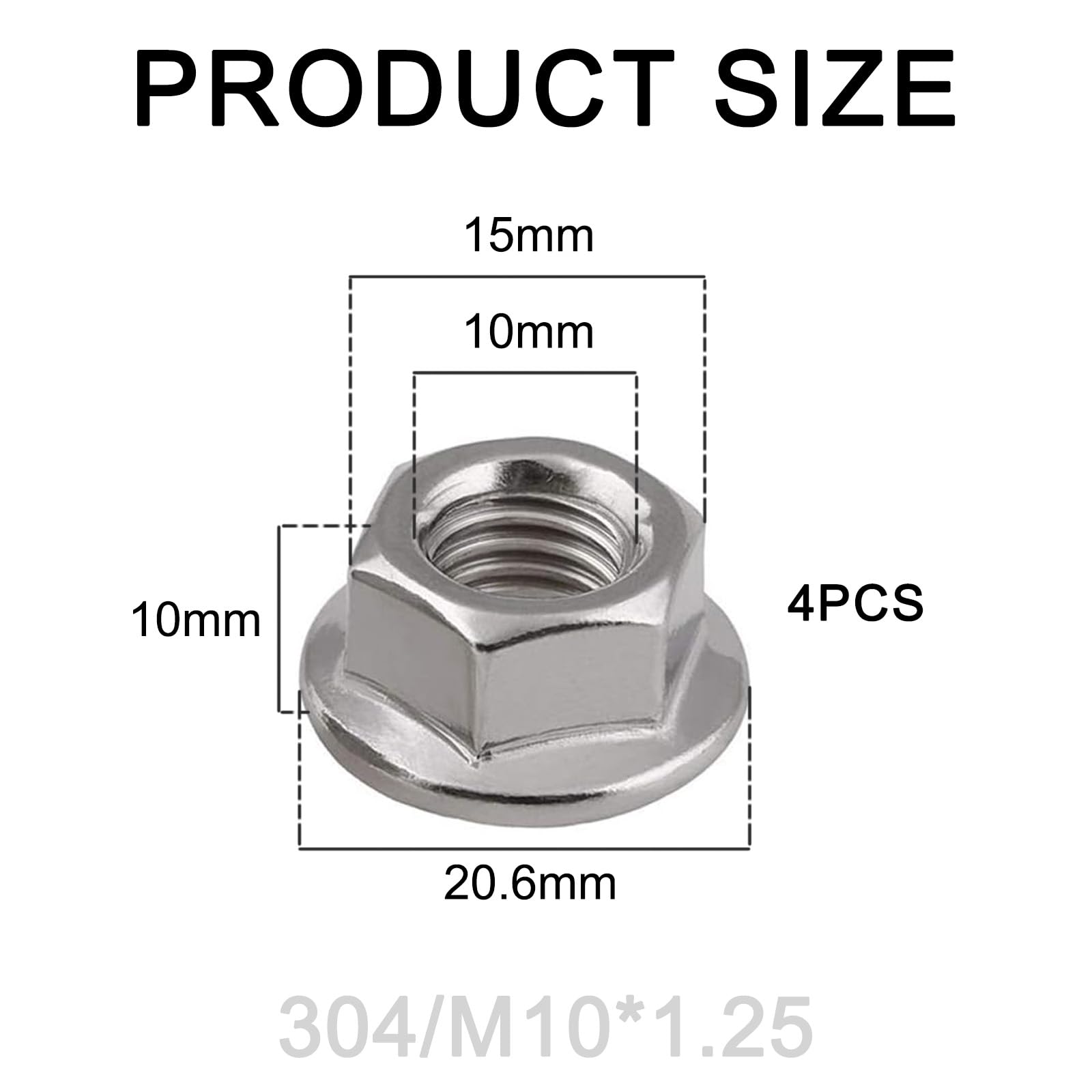 4Pcs M10 Nuts, Serrated Flange Lock Nuts M10x1.25, Hex Flanged Locknut for Bolts/Screws - Image 2
