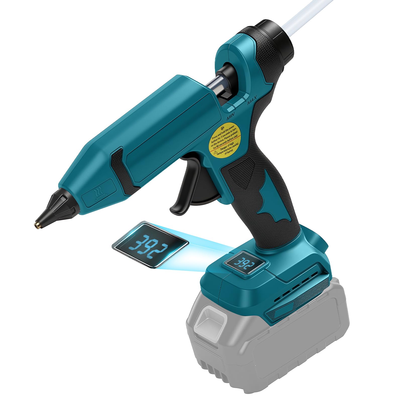 Pistolet à colle chaude sans fil pour Makita 18V (sans batterie) | 100W, max. 200℃, pistolet à colle, préchauffage rapide, affichage température et niveau de batterie, pour DIY