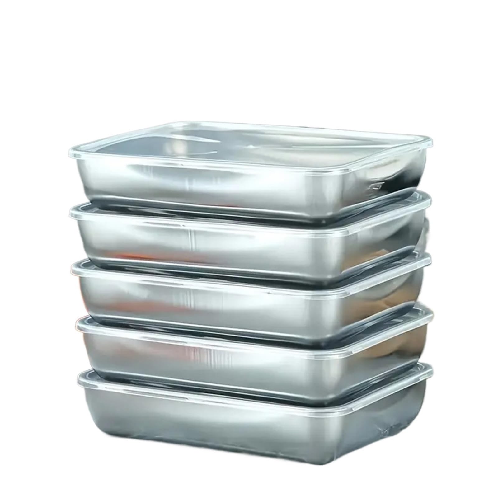 6 Stück Edelstahl-Frischhaltebox, stapelbare Aufbewahrung für Salate