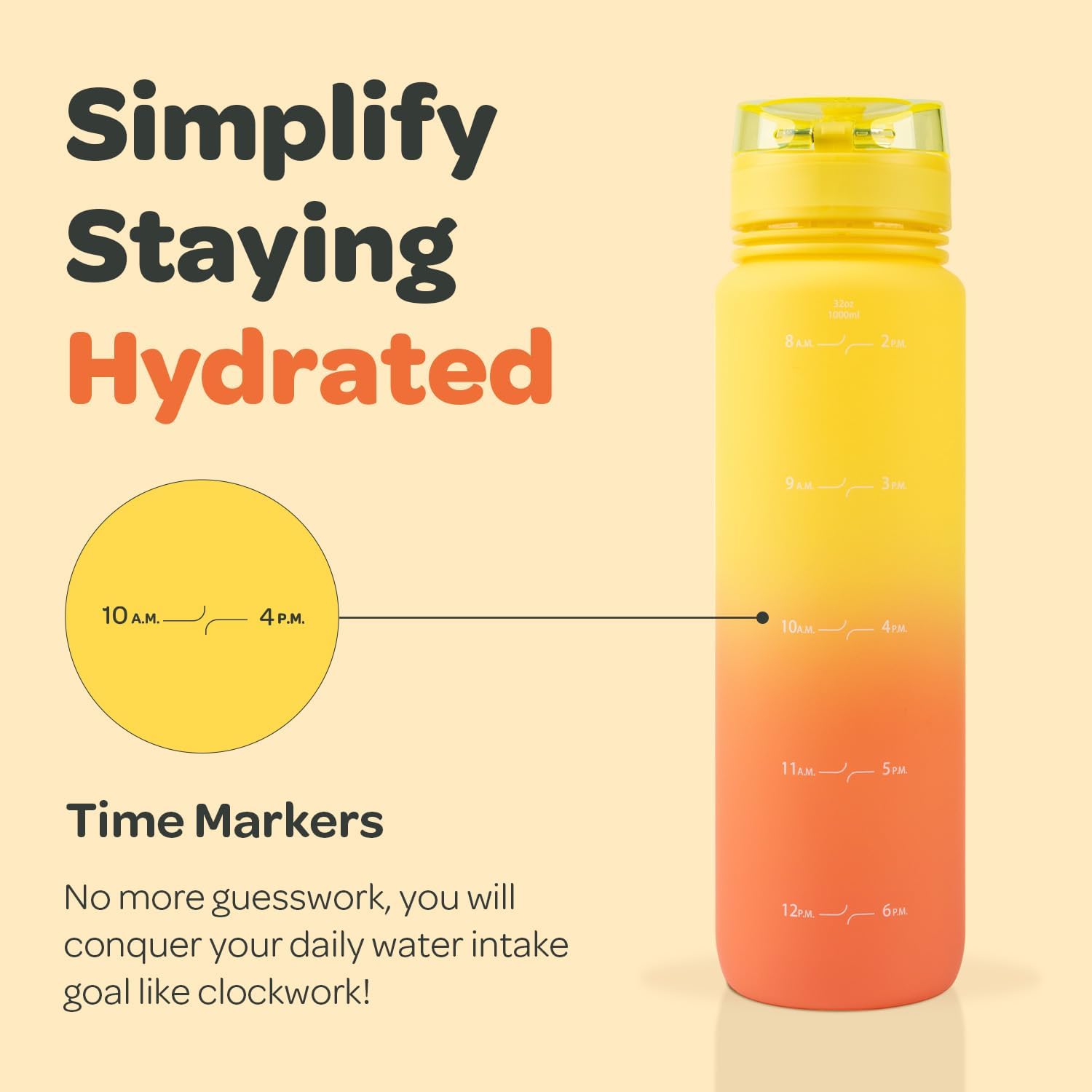 Hydracy Water Bottle with Time Marker -Large 32oz BPA Free Gradient Water Bottle - Leak Proof Gym Bottle with Fruit Infuser Strainer & Times to Drink -Ideal for Fitness Sports & Outdoors - Image 8