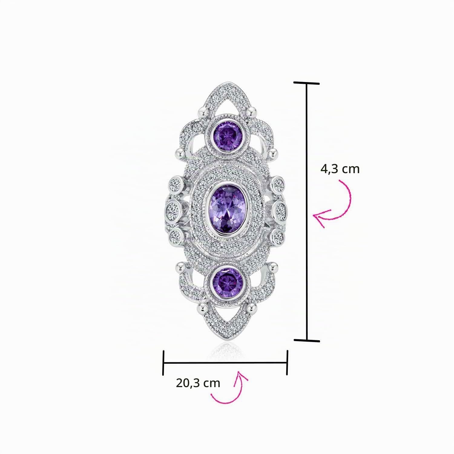 Bague De Déclaration De Mode Longue Et Large En Forme De Cœur En Style Art Déco Antique Bohème Vintage Noir Blanc Bleu Vert Filigrane Pavé Cz S En Zircon Cubique En Laiton Plaqué Rhodium Argent.
