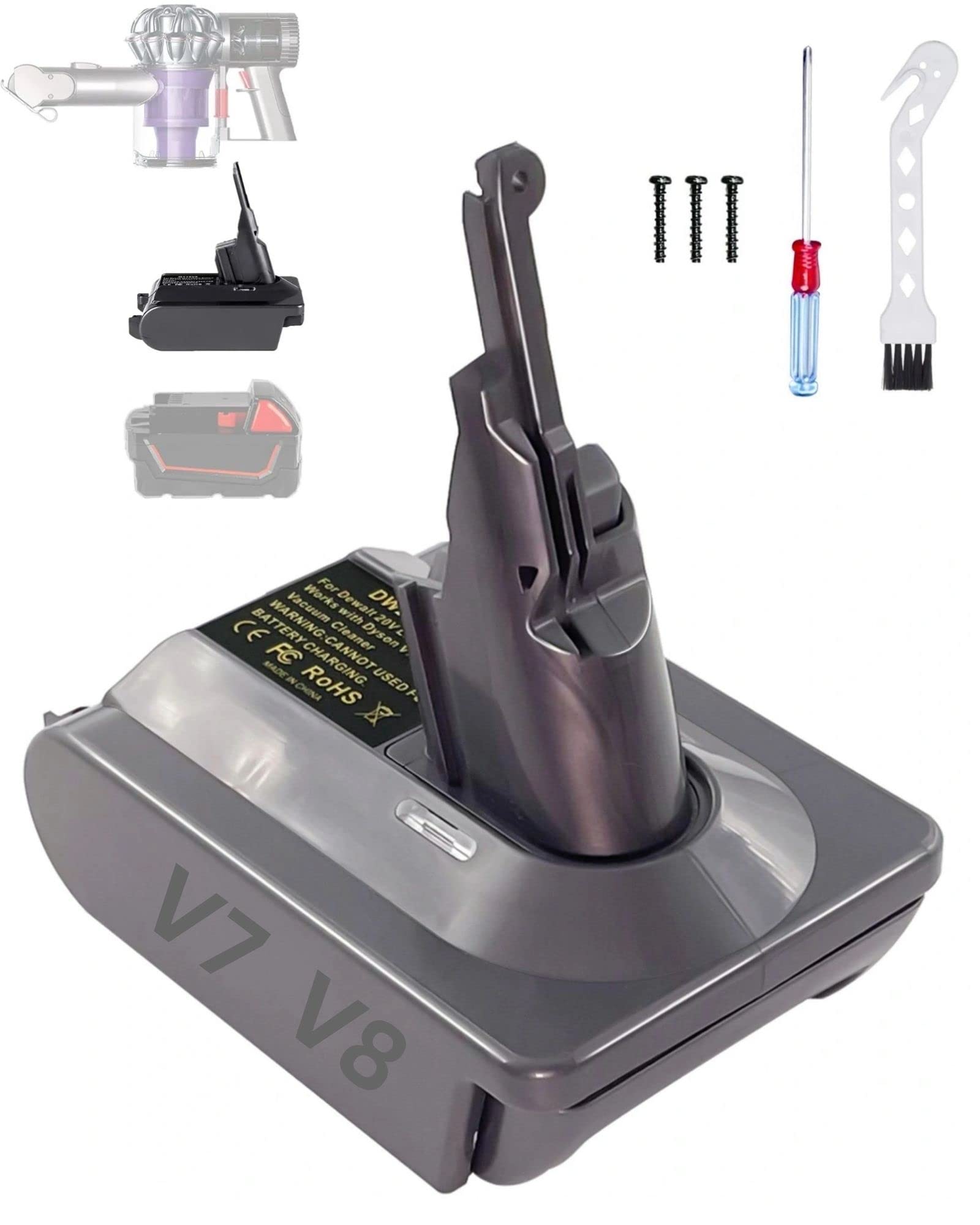 Photo 1 of 2 MAKBOS for Snow Joe for Dyson V7V8 Battery Adapter, for Snow Joe 24V Battery Converted to Replace for Dyson V7V8 Battery, Works for Dyson V7V8 Series Vacuum Cleaner(Adapter ONLY) Snow-V7V8 adapter