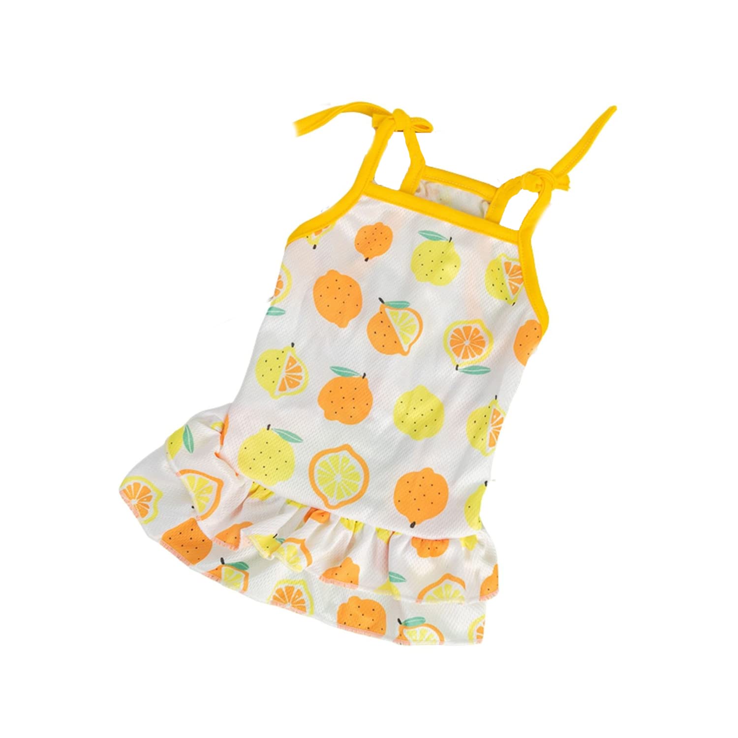 Pet Skirt, Cute Printed Puppy Summer Dress,Tank Top Suitable for Cat Small Medium Dog_S(Lemon 1)