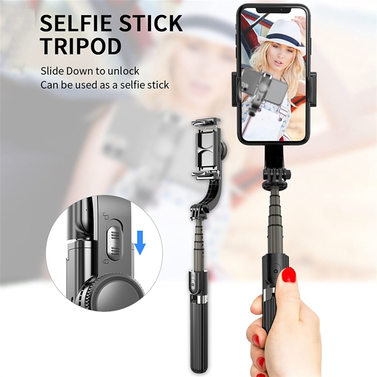 SCRUBY Treppiede estensibile per selfie Bluetooth con otturatore remoto mini stick portatile per selfie (nero)