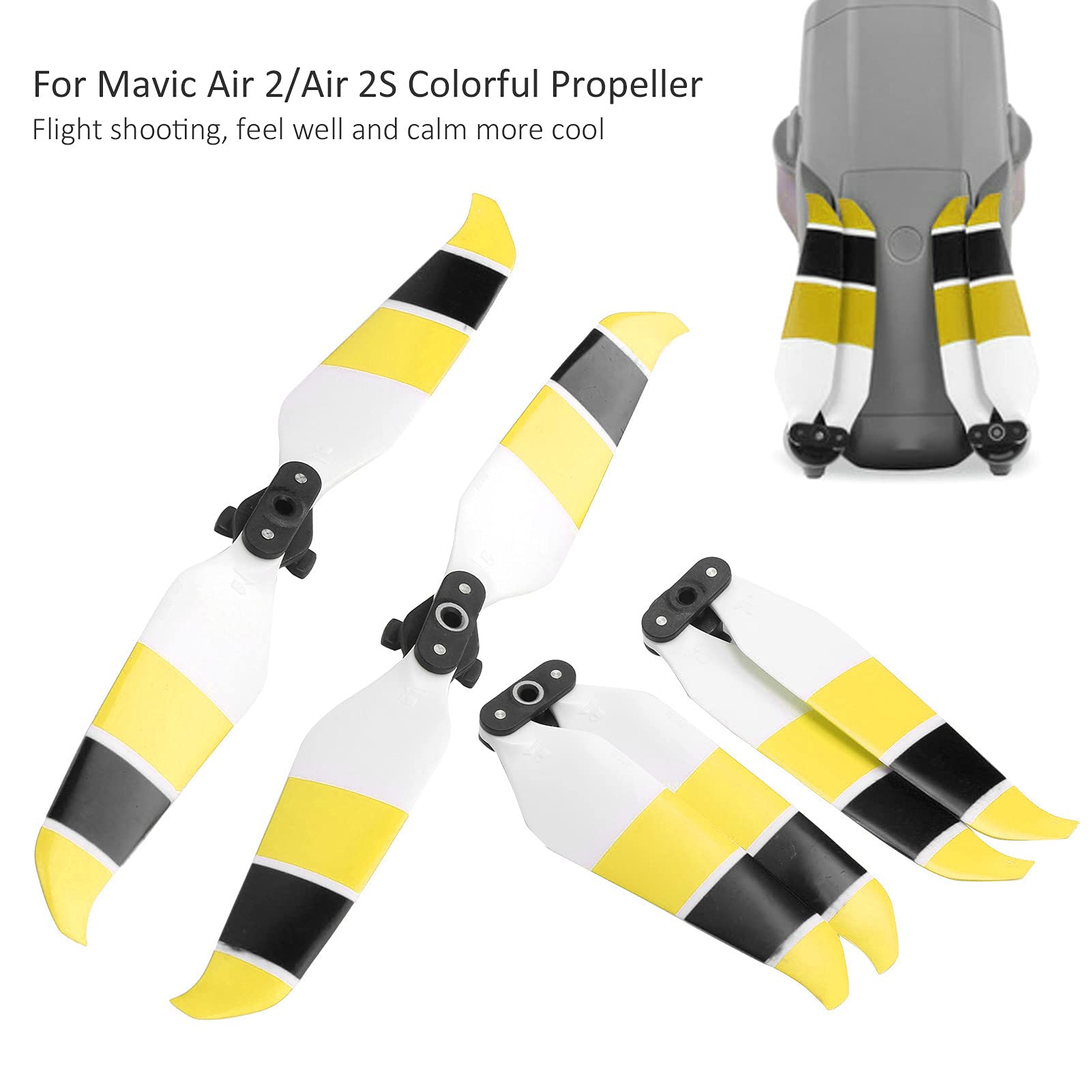 colorato, eliche a basso rumore drone, per accessori Mavic Air 2/Air 2S (Nero giallo)