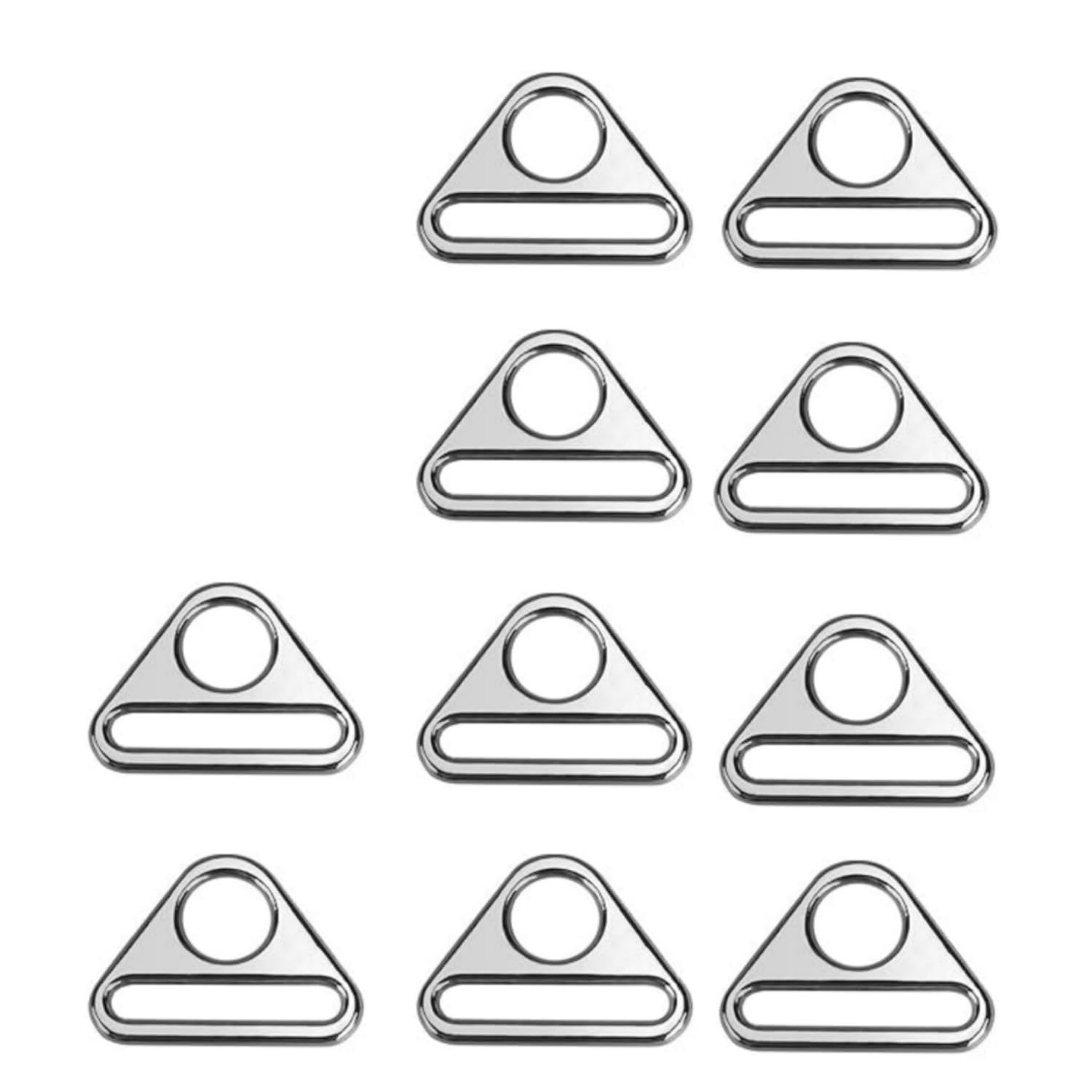 JFangZHZH 10 pcs Triangle Buckle Adjuster,Triangular Ring Buckle,Triangle Pocket Carabiner,Triangle D Rings Adjuster,for Webbing Bag Strap,Purse Bag Straps,Loop Dog Tag Clip