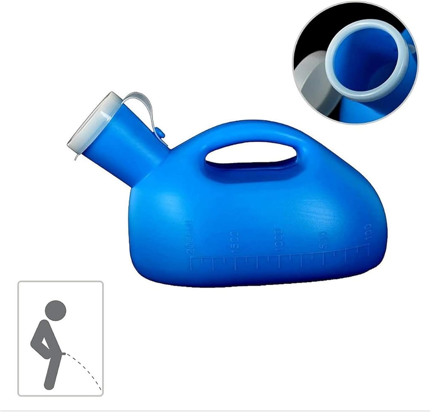 Male Urinal，Pee Bottles，Urine Bottle， Urinals for Men Thick Plastic Mens Bedpan with Lid Portable Pee Bottles - Travel Urine Collection Containers Convenient and Practical