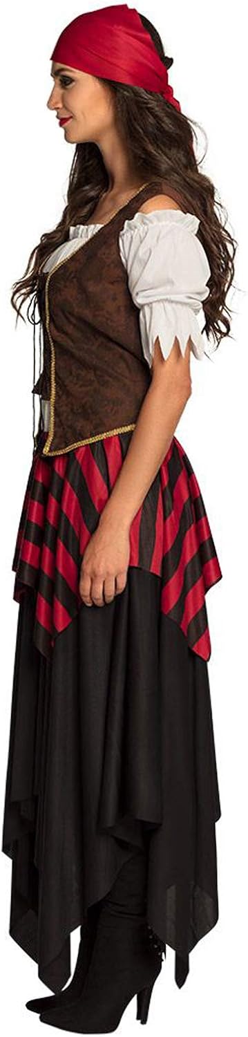 Boland - Adult Pirate Tornado Costume Dress Corset Headscarf for Women Pirate Privateer Costume Carnival Theme Party - Image 4