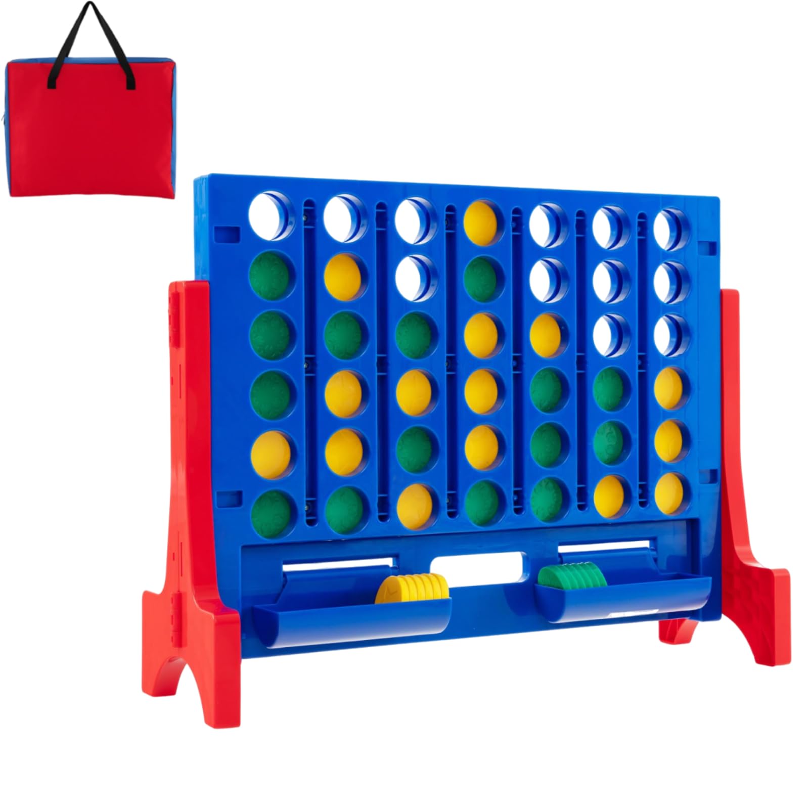 Maxmass Giant Connect 4 Game, Wall Mounted Jumbo Four in 4 a Row with 42 Jumbo Rings, Storage Bag, Garden 4 to Score Game Outdoor Indoor Tabletop Family Games for Adults Kids (Blue)