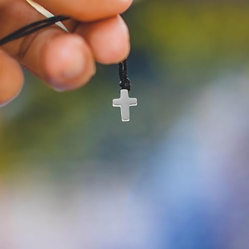 Miniatura 4 de VILLCASE Cuentas de cruz, 10 dijes de cruz para bricolaje, colgantes de cruz de acero inoxidable, cuentas sueltas espaciadoras religiosas para