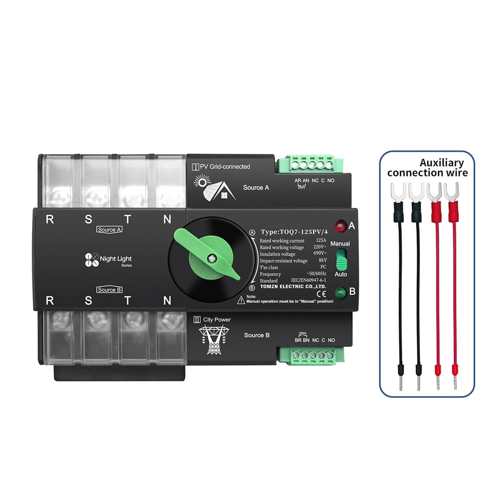 Din Rail ATS TOQ7, 4P 63A/100A/125A 230V