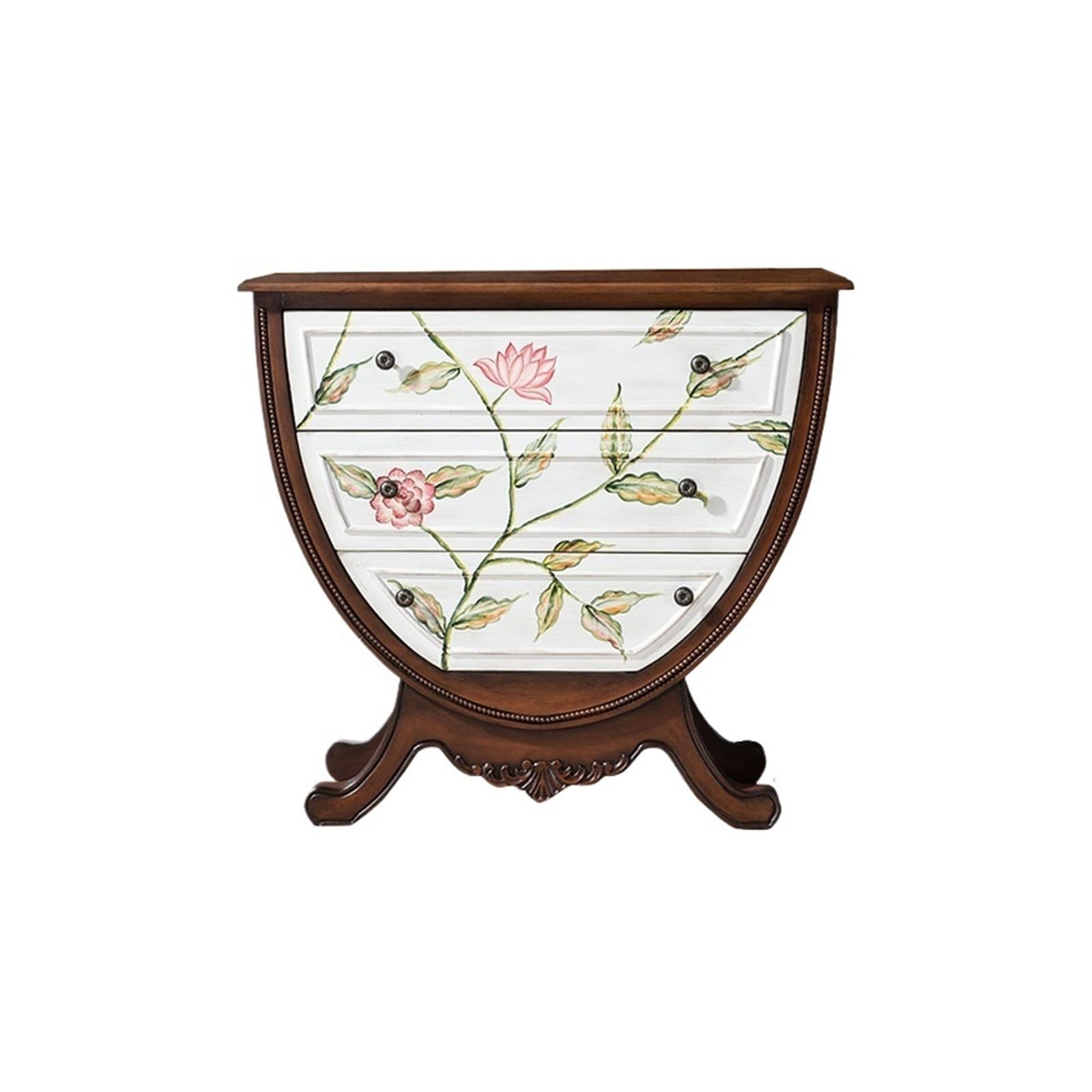 Dh2yjnbf3 White Bedroom Painted Entryway Chest Vintage Of Drawers European Semi-Circle Decorative Cabinet Bedroom Storage Drawer Organizer Storage Organizer(White)