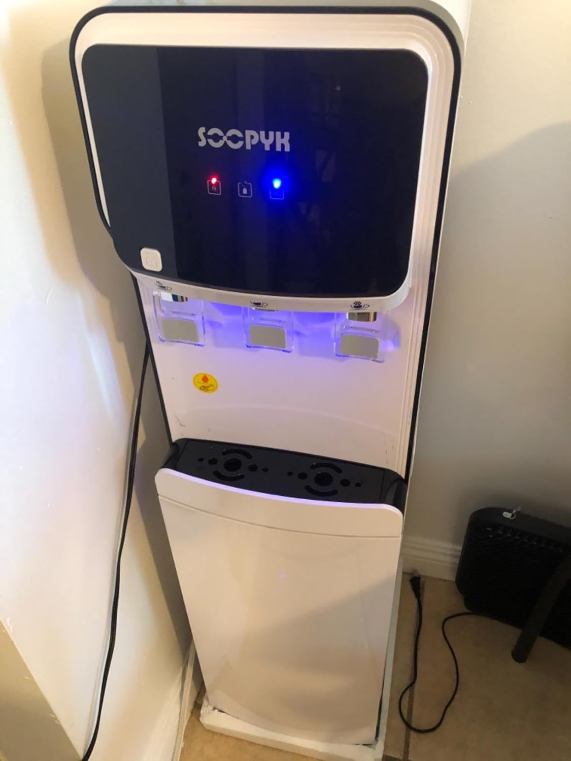 Self-Cleaning Bottom Load Water Cooler Dispenser for 5 Gallon Bottle 3 Temperature Settings Empty Bottle Alert Nightlight White