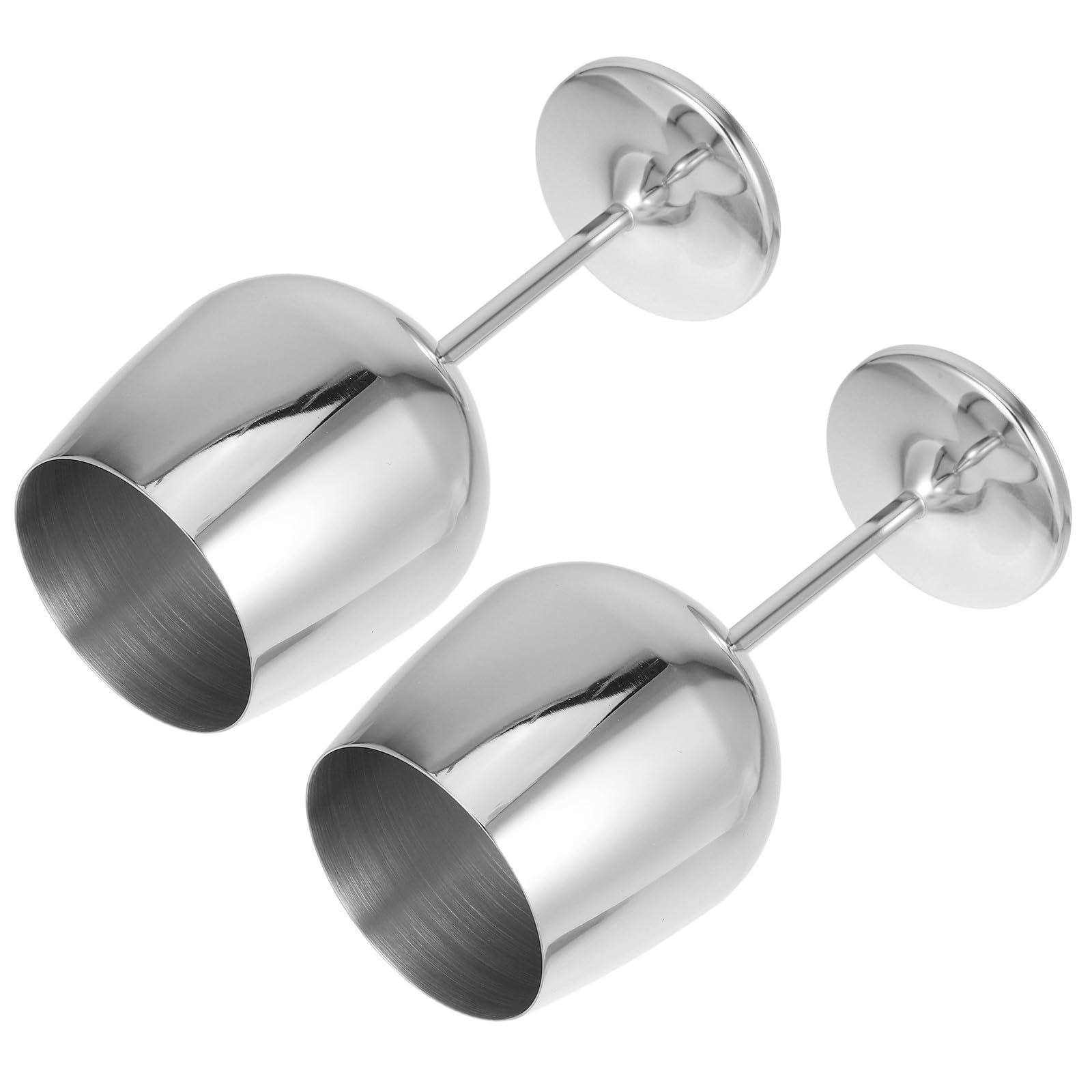 Set di 2 Bicchieri da Vino in Acciaio Inossidabile 500ml Leggeri Gambo lungo Design Elegante per Hotel e Relax a Bordo Piscina