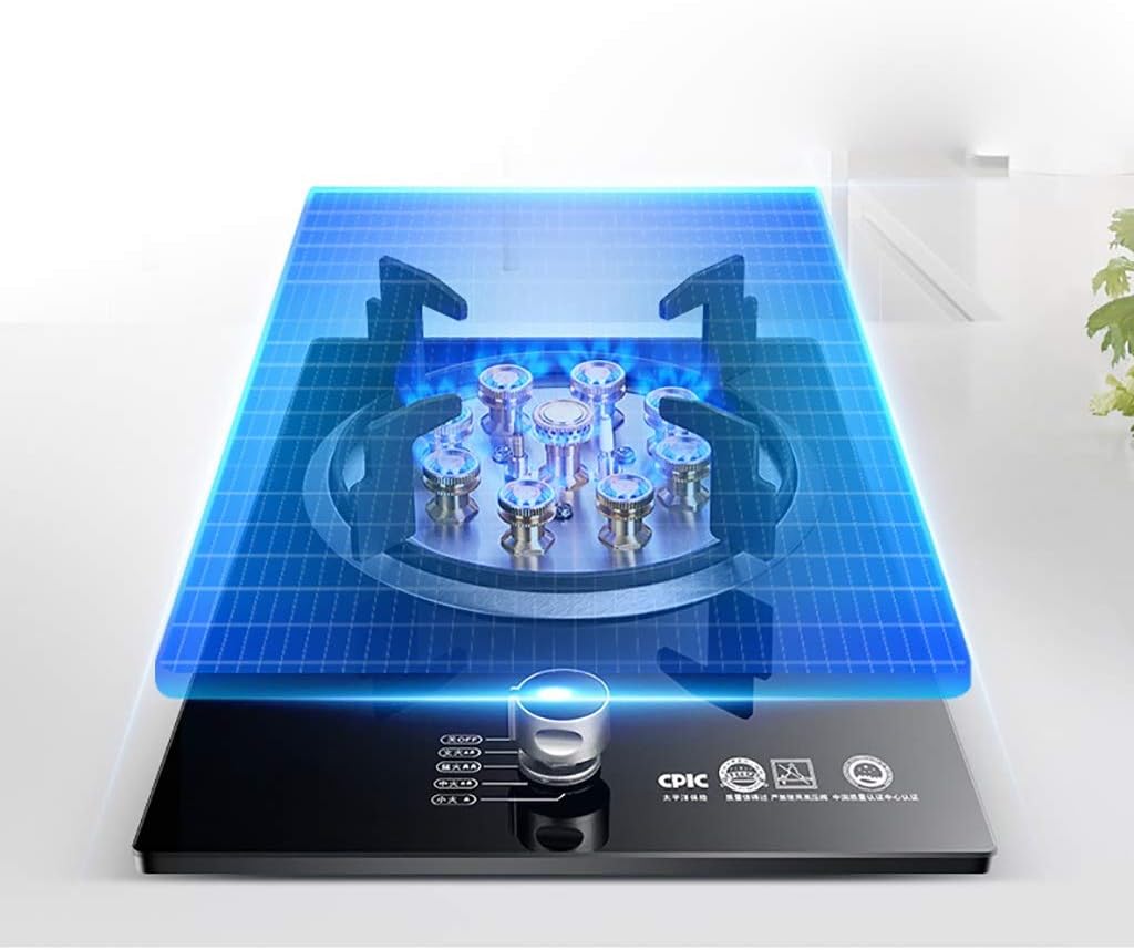 Burner Gas Cooker Black Tempered Glass Gas Cooktop Shuanghuan Nine Cavity Firepower Burner With(Lpg)