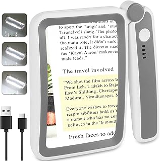 Rechargeable Magnifying Glass with Light for Reading, 5X Large Page Magnifier with LED Lighted