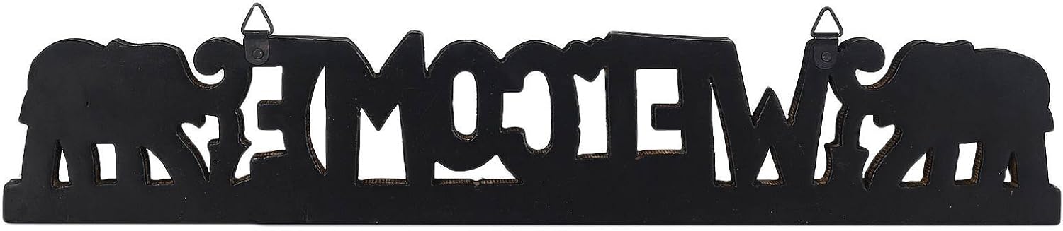 Samyuktha Beautiful Wooden Wall Hanging Key Holder with Welcome Text & Elephant Shape MPN-Key_Holder_Welcome_Elephant