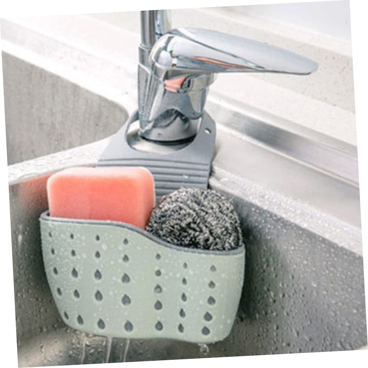 SHOWERORO 2pcs Dual-Layer Kitchen Sink Hanging Storage Basket Sponge Holder Drain Adjustable Design for Easy Attachment for Kitchen Organization and Draining