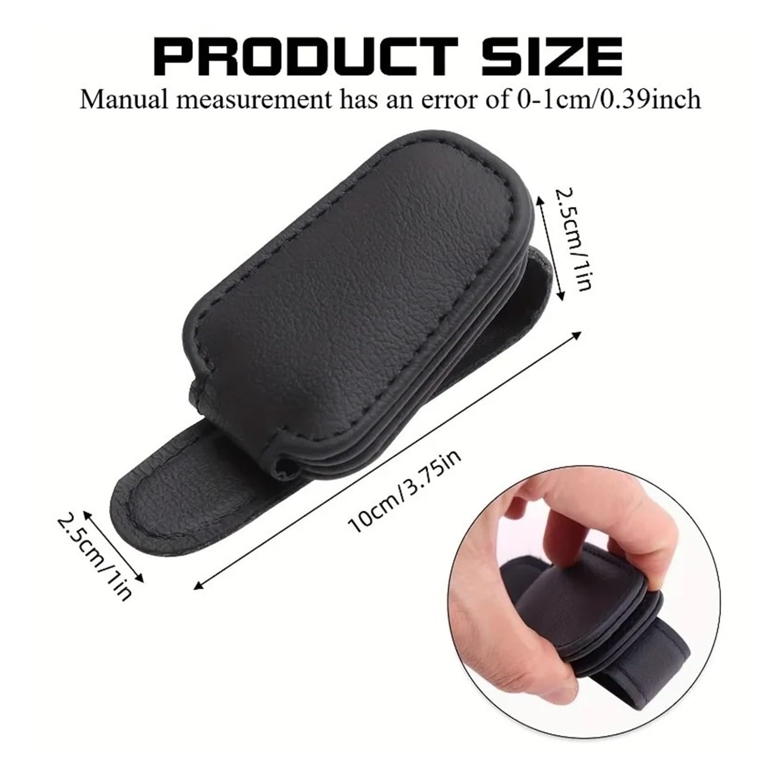 Portagafas con Clip para Coche Soporte Magnético para Gafas Cuero PU Clip Elegante para Visera Coche con Agarre Texturizado Negro Diseño Compacto 1 Ud(Black-1pc)