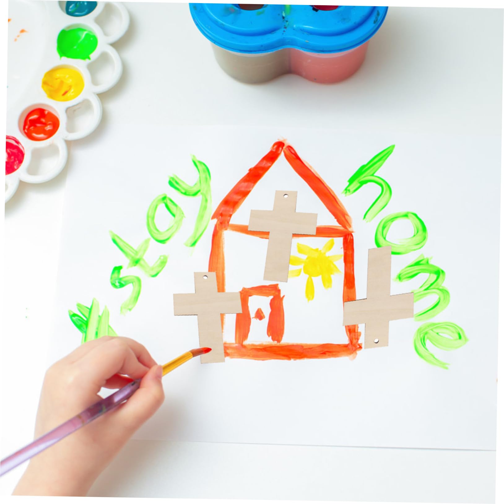 SHINEOFI 5 Set Di Design Unici Per Ragazzi E Ragazze Crocifissi Dipinti A Mano Trucioli Di Legno Giocattoli Graffiti Sicuri E Creativi