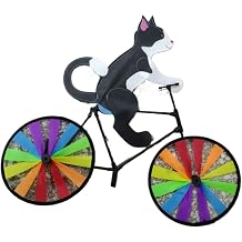 PetPhindU Wind Spinner Cartoon Cat Dog Bicycle Garden Stake Garden Wind Spinners Garden Windmill Spinners Bike Spinners for Garden Outdoor Courtyard Lawn Sandy Beach Black,35.4 * 19.7 inch