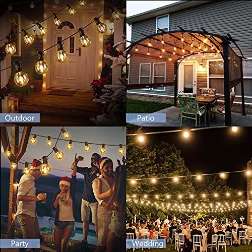 Solar Lights Outdoor Garden Lights 25Ft 12 LED Solar Festoon Lights Outdoor 4 Modes Auto On/Off Waterproof Garden Globe String Light 2200K for Garden Gazebo Patio Porch Fence Wedding Xmas Party