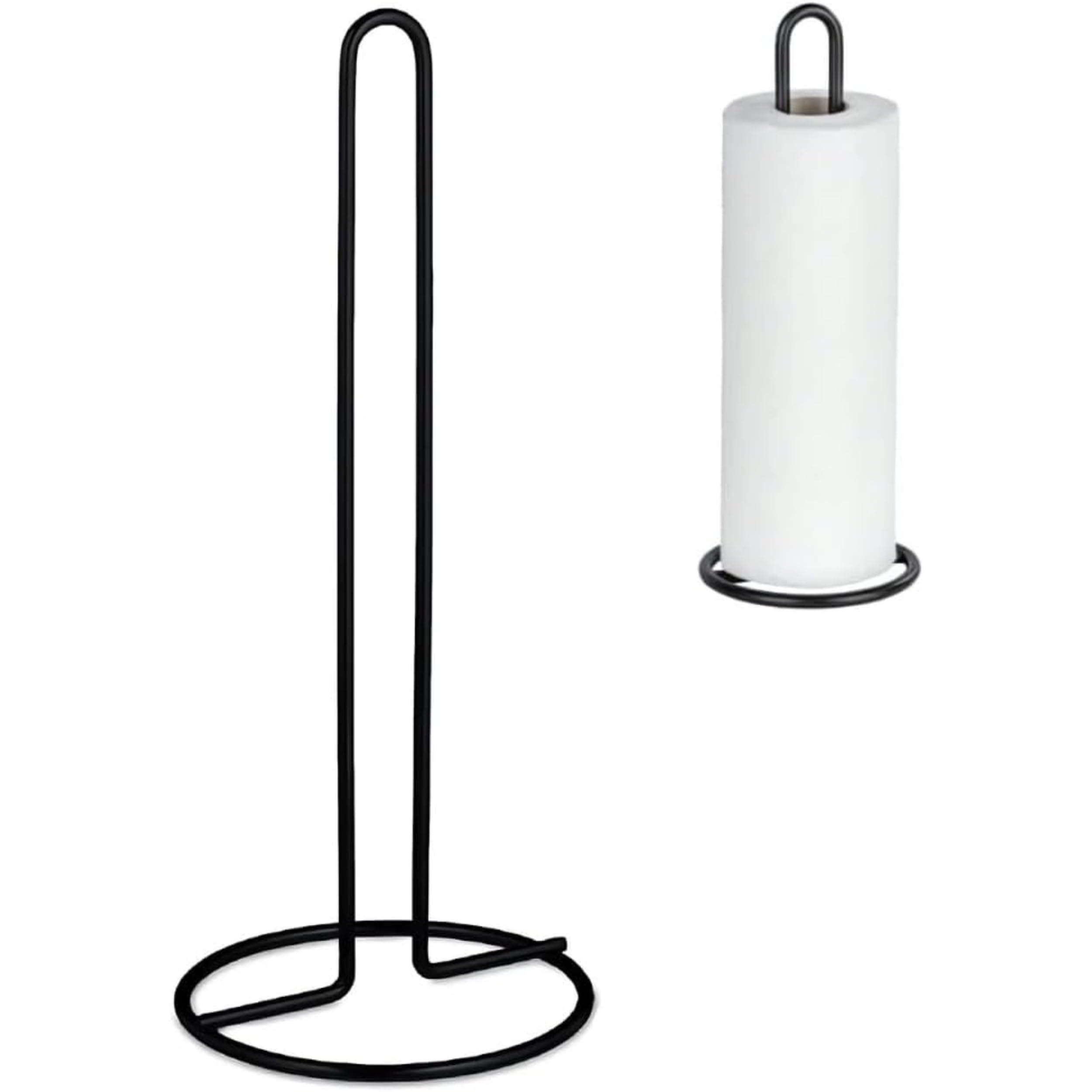 PARENCE. - Black Paper Towel Holder 31cm - Metal Kitchen Roll Holder Sturdy Vertical Dispenser Modern Design Powder Coated Compatible with Standard Rolls